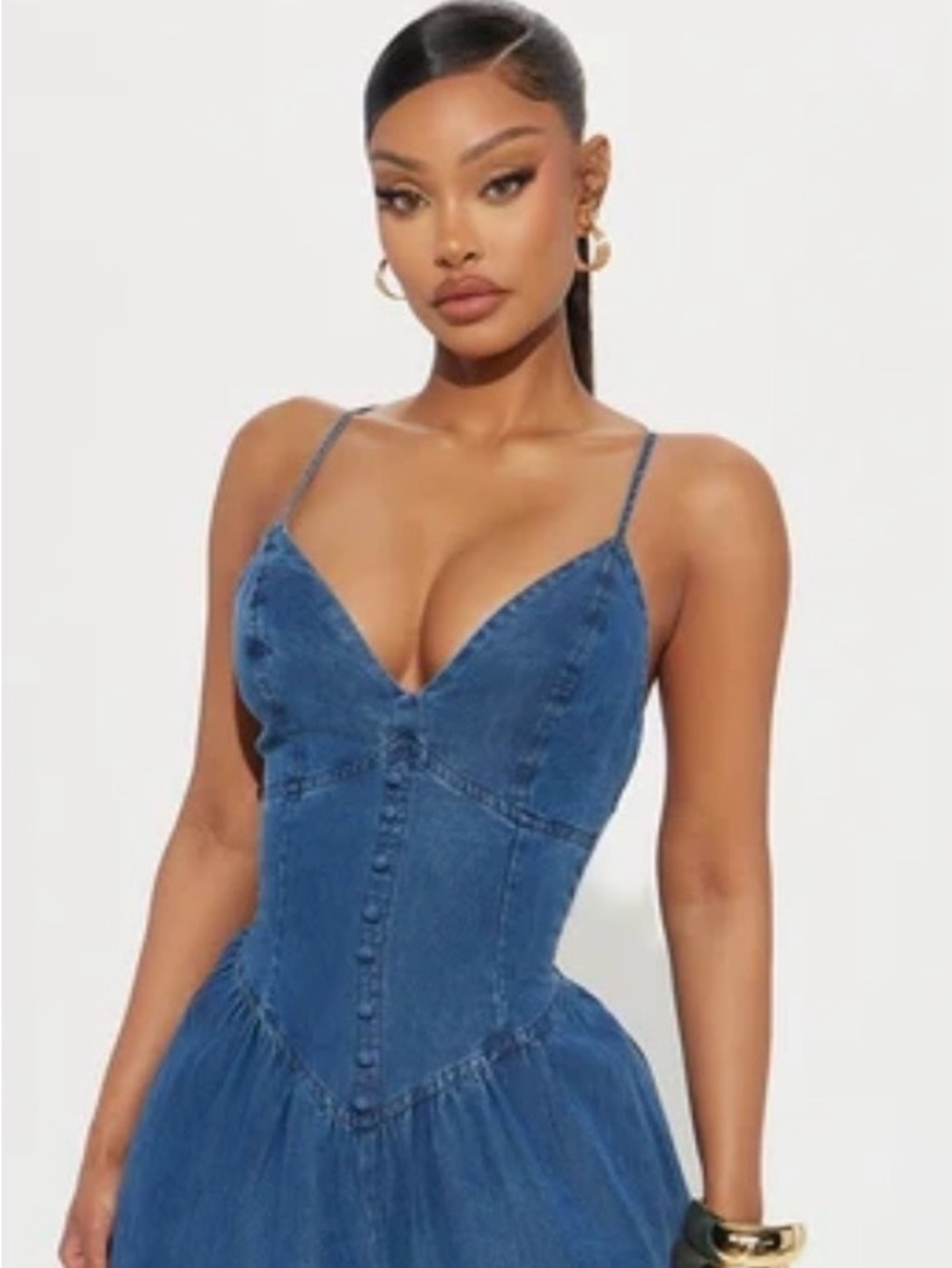 Fashion Nova Wide Leg Denim Jumper
